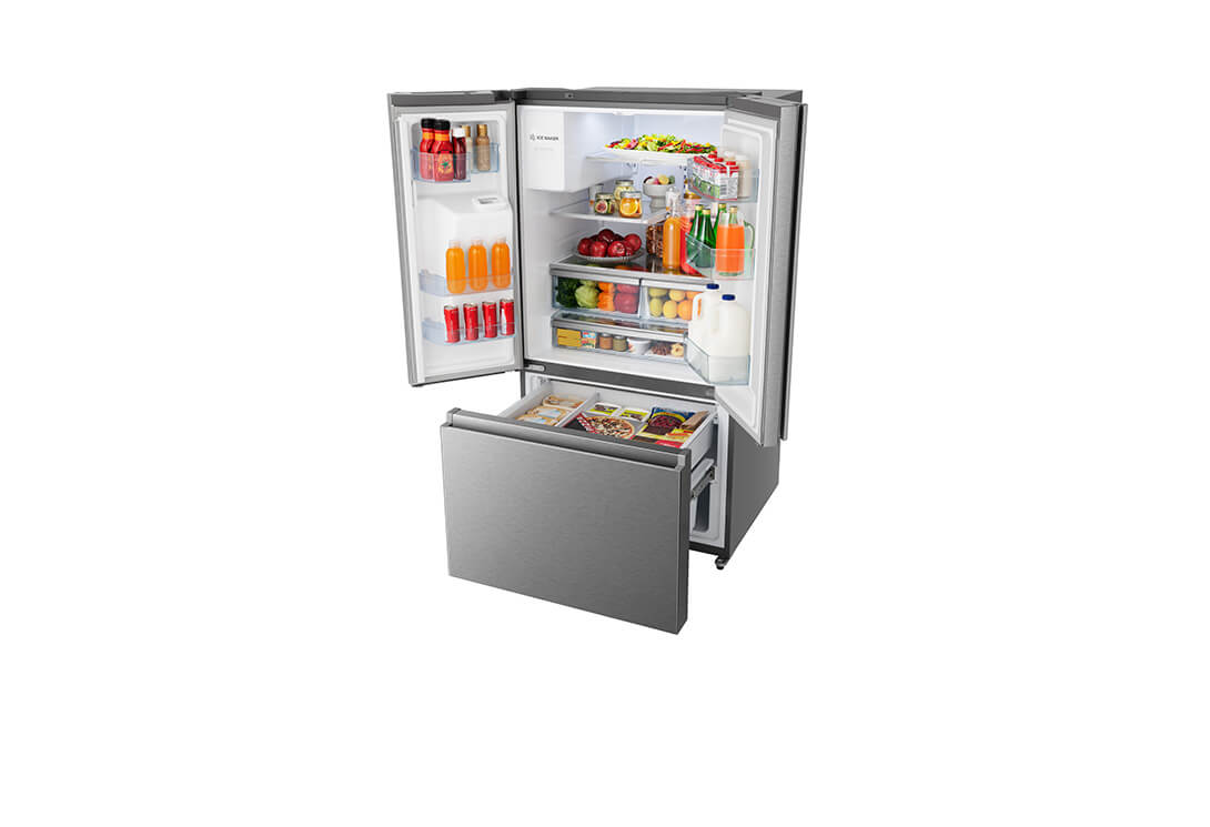 Hisense BCD740W - Gallery Image Side View Left Open With Food