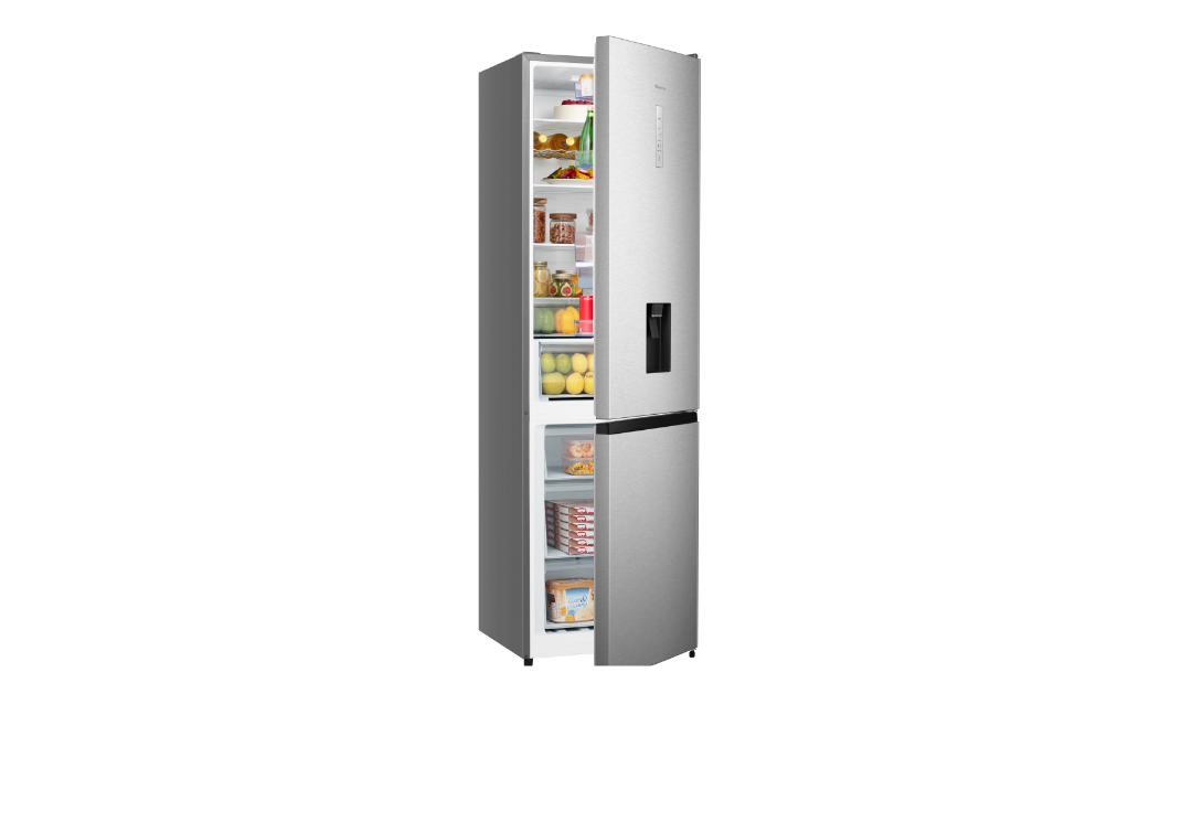 Hisense BCD-331W - Gallery Image Side View Door Open with Food